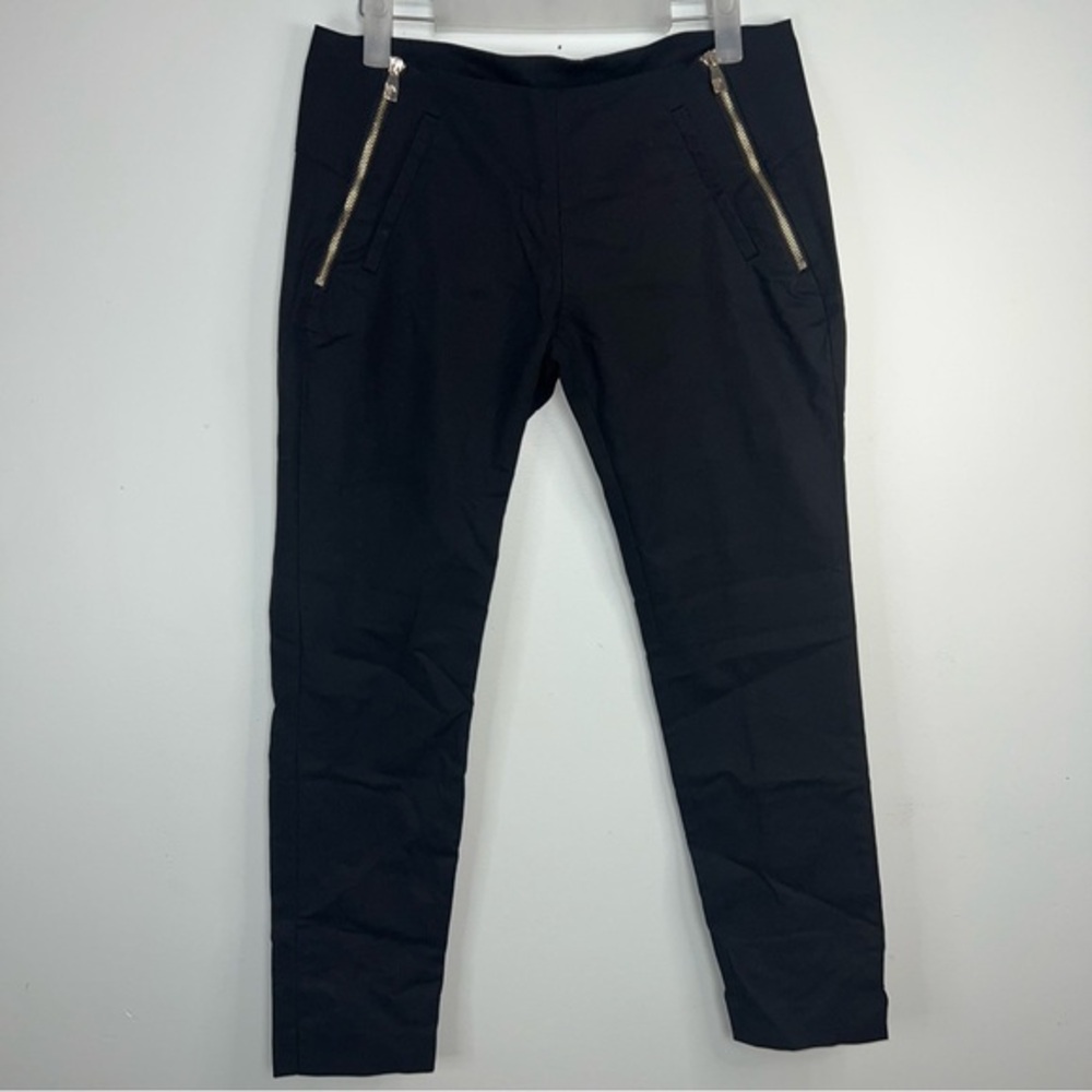 Versace Black Tailored Pants Gold Zip Medusa Detail Slim Fit US Size 4